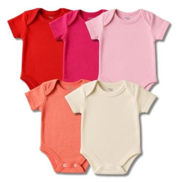 Imagem de Kit 5 Body Manga Curta Liso Suedine Infantil Bebê Menino Menina - BigT