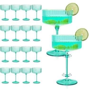 Imagem de XUWAIDSGN 12 peças de taças de champanhe martini 255 g com aro dourado removível dourado cupê copos de martini rosa conjunto de cupê de plástico Mimosa vintage para aniversário de casamento (24