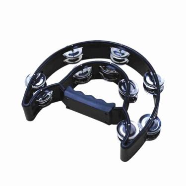 Imagem de LiebeWH Double Row Plástico Tambourine Com Jingles de Metal, Tambor de Percussion de Mão para a Festa da KTV, Pandeiro Portátil (Preto)