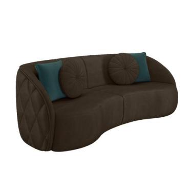 Imagem de Sofá 3 Lugares Para Sala Living Olimpo 288 cm M03 Veludo Marrom - Lyam