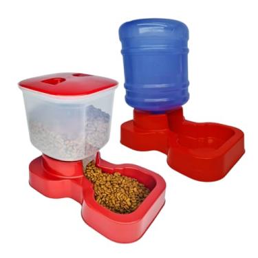 Imagem de Kit Bebedouro e Tratador Automático para Cachorro de Grande Porte - Bebedouro e Comedouro Pet (Vermelho, Vermelho)