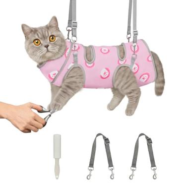 Imagem de Supet Rede de cuidados para gatos, rede de cortador de unhas de gato de tecido macio, envoltório autoadesivo para cortar unhas, acalma rapidamente para remédios, escovação de dentes, limpeza de