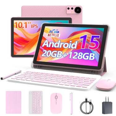 Imagem de Tablet Android 13 de 10 polegadas, 12 GB de RAM+128 GB de ROM/1 TB de tablet expansível, 2024 mais recentes, 2 em 1 tablets com capa de teclado, caneta capacitiva de rato, CPU de quatro núcleos de 2.0