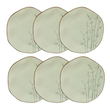 Imagem de Conjunto 6 Pratos Raso 27,5 Cm Ryo Bambu Porcelana Oxford