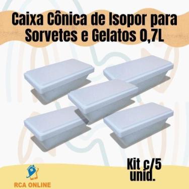 Imagem de 5 Caixas Cônicas De Isopor Eps 0,7 Litros Sorvetes E Gelatos - Mundi E
