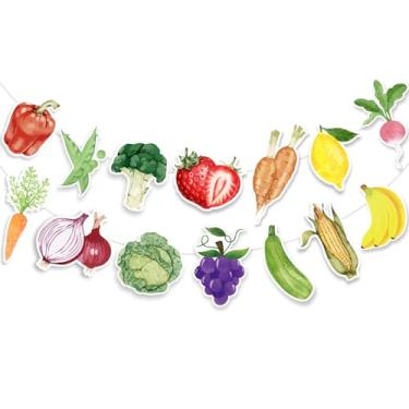 Imagem de Decorações de festa Farmers Market - Banners rústicos de frutas e vegetais, cenários, centros de mesa para chá de bebê, aniversário, chá de panela | Artigos de festa com tema de jardim