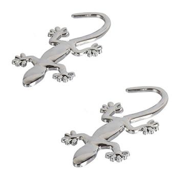Imagem de Adesivo automotivo em formato de gecko 3D da moda, em metal sólido, com emblema cromadoJUMUU prata JUMUU