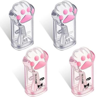Imagem de Apontador de lápis Chinco Cute Cat Paw Manual com tampa, 4 peças rosa/