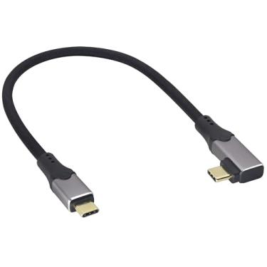 Imagem de AAOTOKK Cabo USB C macho de ângulo reto de 90 graus, USB 4 PD 240W, carregamento de transferência de dados, 80 Gbps, tela de vídeo 160K/60HZ, compatível com Samsung Galaxy, Thunderbolt 5/4/3, série Ma