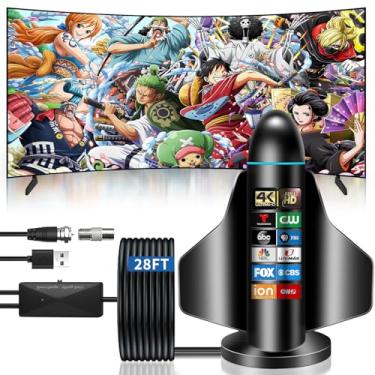 Imagem de Antena de TV 2025 interna, antenas para Smart TV com amplificador de sinal de amplificador, antena HDTV para canais locais 1000+ milhas de alcance, antena digital suporta 4K 8K 1080p todas as