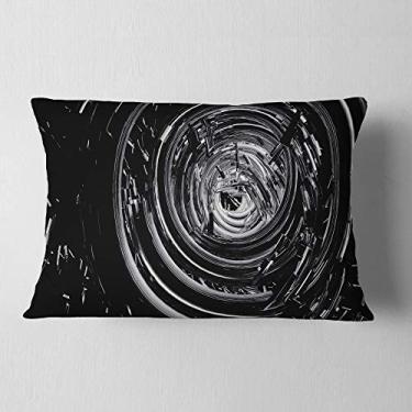 Imagem de Designart Fractal 3D Black Whirlwind' Lombar, sala de estar, sofá, almofada + capa de almofada impressa em ambos os lados 30,5 x 50,8 cm