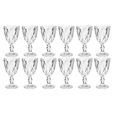Imagem de 12 Taça Diamante Copo Vidro Transparente 300ml - ECO'S