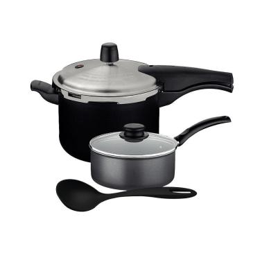 Imagem de Panela De Pressão Effect 4,5l E Panela Turim Alumínio Antiaderente 1,4l Ptc + Concha - Tramontina