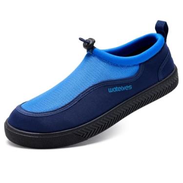 Imagem de WateLves Tênis aquático masculino e feminino de secagem rápida, casual, sem cadarço, com orifícios de drenagem, leve, antiderrapante para esportes aquáticos ao ar livre, Azul, 6.5 Women/4.5 Men