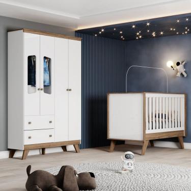 Imagem de Quarto de Bebê Berço Roupeiro Retro Confete Branco