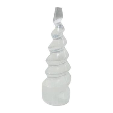 Imagem de Torre Pedra Selenita Espiral 15cm Limpeza Energética - Equilíbrio Pedr
