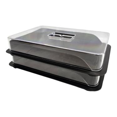 Imagem de Kit 02 Porta Frios Organizador Geladeira Acrílico E Plástico