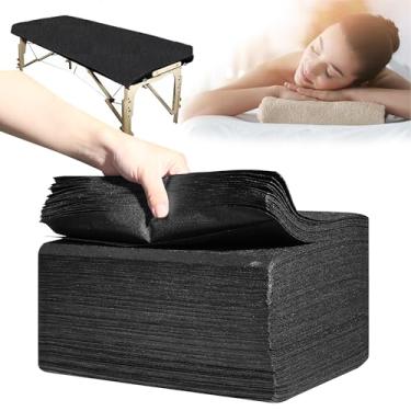 Imagem de Lençóis de cama descartáveis 50 peças 78,7 cm x 180,3 cm lençóis de mesa de massagem tecido não tecido SPA capa de cama respirável para massagem beleza tatuagens (preto)