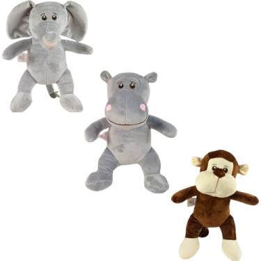 Imagem de Trio De Pelúcias Safari 30cm Animais Dia Das Crianças Natal Bebê Baby Presente Festa Antialérgico Kwaii Festa Brinquedo Menina Menino Tematico Pré Definido Escolha O Seu! (ElefanteHipopotamoMacaco)