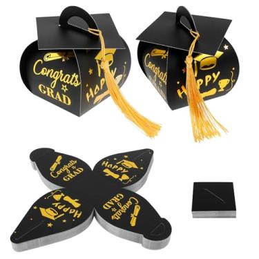 Imagem de LYIYEYAN 50 caixas de presente de boné de formatura com borlas, lembrancinhas de festa de formatura, caixas de doces para mesas, decorações de festa, mini caixas de lembrancinhas de graduação