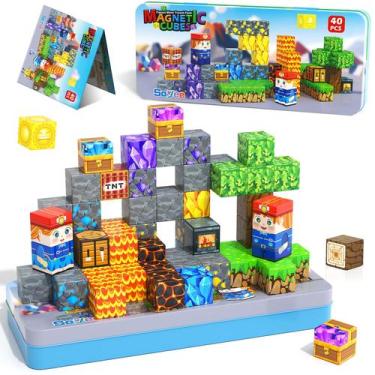 Imagem de Brinquedos de viagem Magnetic Blocks Soyee com lata de metal para cria
