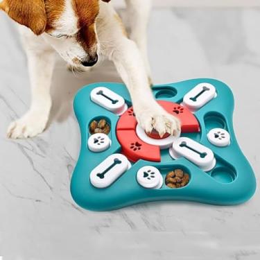 Imagem de Brinquedo Interativo Alimentação De Cães e Gatos Brinquedo Esconde Ração Quebra Cabeça Treinamento (Azul)