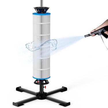 Imagem de ROYOR Ferramenta de suporte de limpeza de filtro de piscina, adequada para limpador de filtro de cartucho de piscina de 7,6 cm, 10 cm, 15,2 cm, suporte de limpeza de filtro de piscina com base estável