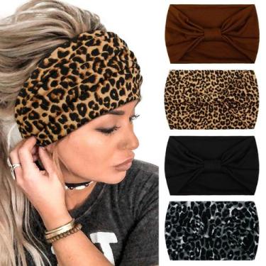 Imagem de Bandanas Huachi Wide para mulheres com estampa de leopardo preto (paco