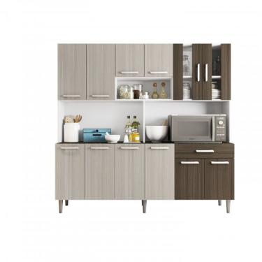 Imagem de Armário de Cozinha 12 Portas 1 Gaveta Clara Poliman Móveis Branco/rovere/amêndoa