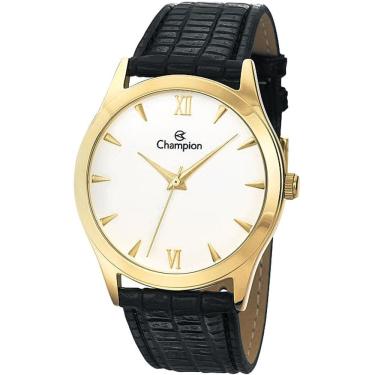 Imagem de Relógio Champion Feminino Dourado Couro Preto Ch22742m