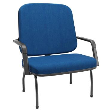 Imagem de Cadeira de Escritório Recepção com Braço Fixa Preta Magno P03 Crepe Azul - Lyam Decor