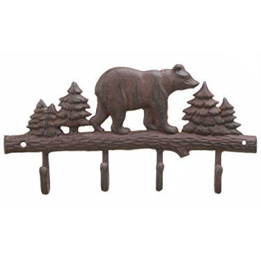 Imagem de Porta-chaves de parede de urso de ferro fundido, 4 ganchos, gancho para casaco, decoração de casa