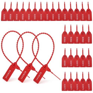 Imagem de Yarlung 200 peças de vedação de plástico, laços numerados de zíper para extintores de incêndio, etiquetas de segurança Tite de puxar, gravata autotravante de 250 mm, etiqueta antifurto descartável