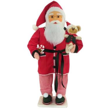 Imagem de Boneco Natalino Papai Noel Dorminhoco Pijama Ursinho De 90cm - Genéric