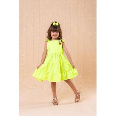 Imagem de Vestido Blogueirinha Verde Neon Cerejinha - Tecido 100% Poliéster - Fa