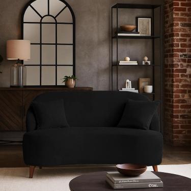 Imagem de Sofá Orgânico Curvo 2 Lugares Feijão Suede Preto