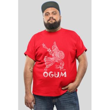 Imagem de Camiseta Ogum Orixá Masculina Plus Size G1 G2 G3 - BLACKCHIC, Vermelho