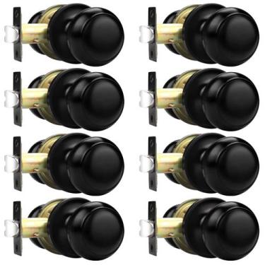 Imagem de Maçanetas Probrico Hall/Closet Flat Black Finish, pacote com 8