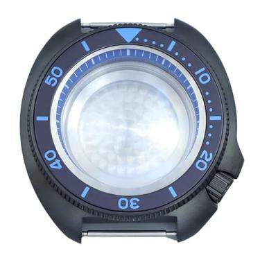 Imagem de FEIYASHI Caixa de relógio preta de aço inoxidável de luxo de 44 mm, vidro de safira, à prova d'água, 100 m, para NH35 NH36/34, peça de relógio de movimento, Anel capítulo azul 6, For NH35 36 38