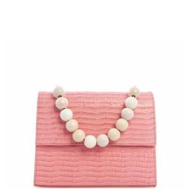 Imagem de Bolsa Tiracolo Pequena Leopoldine Rosa em Couro Legítimo-Feminino