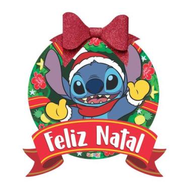 Imagem de Guirlanda Stitch EVA Feliz Natal Decoração 30x30cm - PIFFER