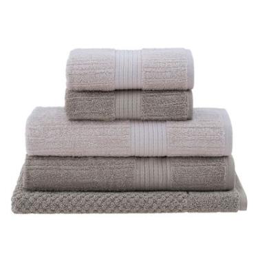 Imagem de Jogo 5 pçs de Toalhas Banho Buddemeyer Fio Penteado Canelado 100% Algodão Marfim 1979 / Bege 1578