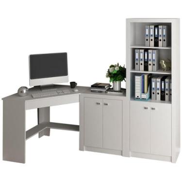 Imagem de Escrivaninha Armario E Balcao Para Escritorio Branco Me41x69x03x10 Tec