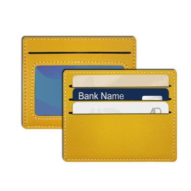 Imagem de Carteira fina minimalista com bolso frontal, porta-cartões de crédito com bloqueio RFID e janela para identidade, Amarelo, Carteiras de porta-cartões