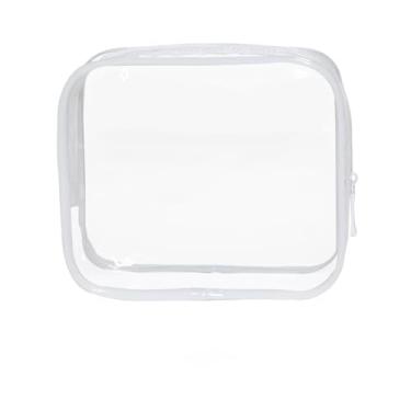 Imagem de Bolsa de Higiene Pessoal Transparente, Bolsa Cosmética Transparente Portátil com Alça, Bolsa de Mão de Aviação de Aeroporto, Unissex PVC, Preto (G)