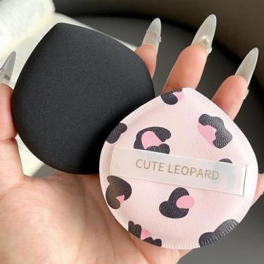 Imagem de Puffs de pó com estampa de leopardo, base de corretivo molhado, seco, esponja, rosto, beleza, maquiagem, esponjas macias, sem caixa