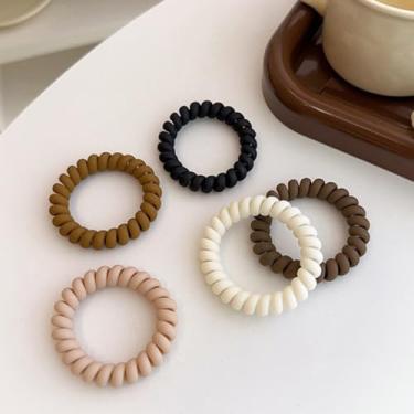 Imagem de Laços de cabelo em espiral para mulheres, bobinas de fio de telefone, bobina sem vincos e sem amassados, prendedores de rabo de cavalo sem danos, 5 cores