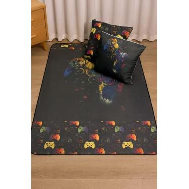Imagem de Kit Infantil Decorativo Tapete 1,00X1,35 E 2 Almofadas  Praticidade e 