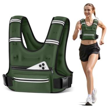 Imagem de Mieakvool Coletes ponderados para mulheres e homens, 8 12 16 9 kg colete ponderado com bolsos de armazenamento, colete de corrida com faixa refletiva, colete de peso com alças ajustáveis para corrida