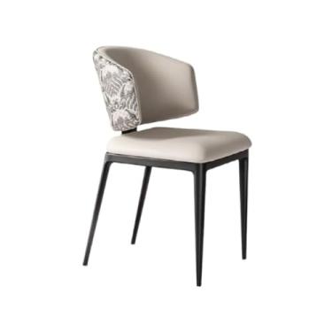 Imagem de Cadeira de jantar ergonômica com espuma de alta densidade e pernas de aço carbono (almofada branca do assento encosto branco)